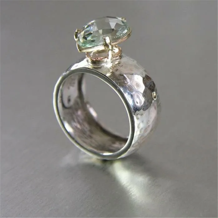 Green Amethyst Ring 9k Gold 925 Silver  6,7,8,9 Handmade Hadar Designers (Ir378)