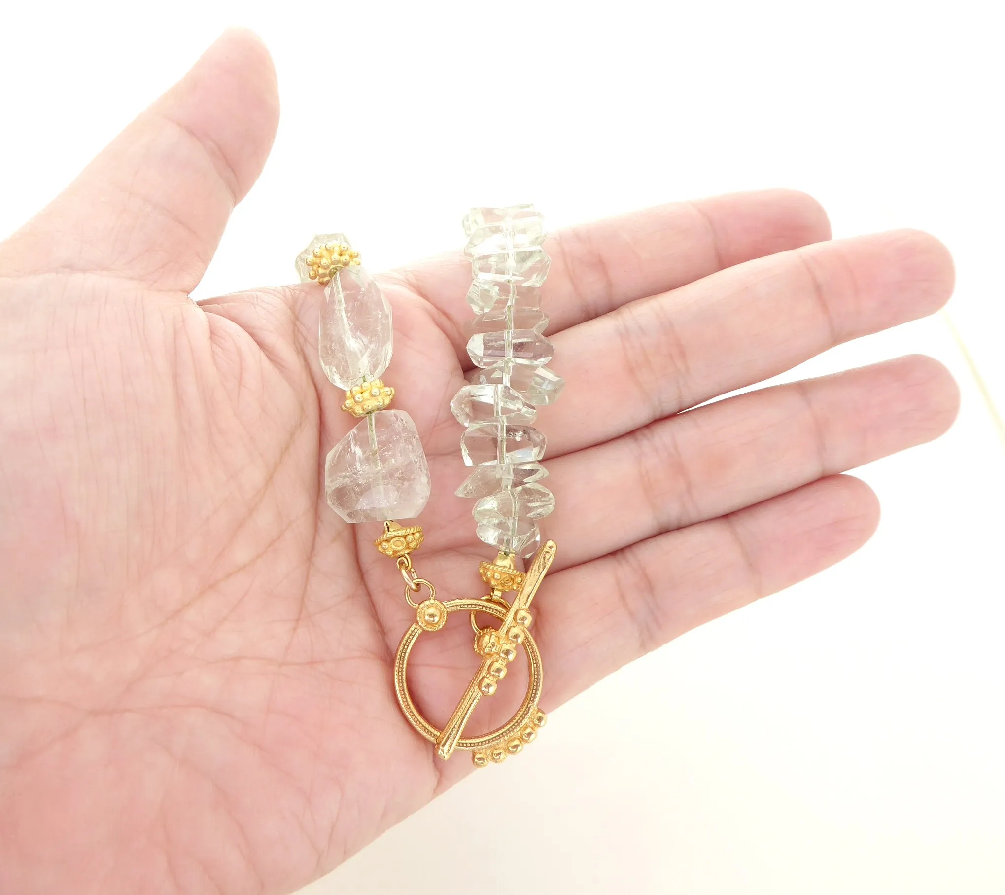 Green amethyst toggle necklace