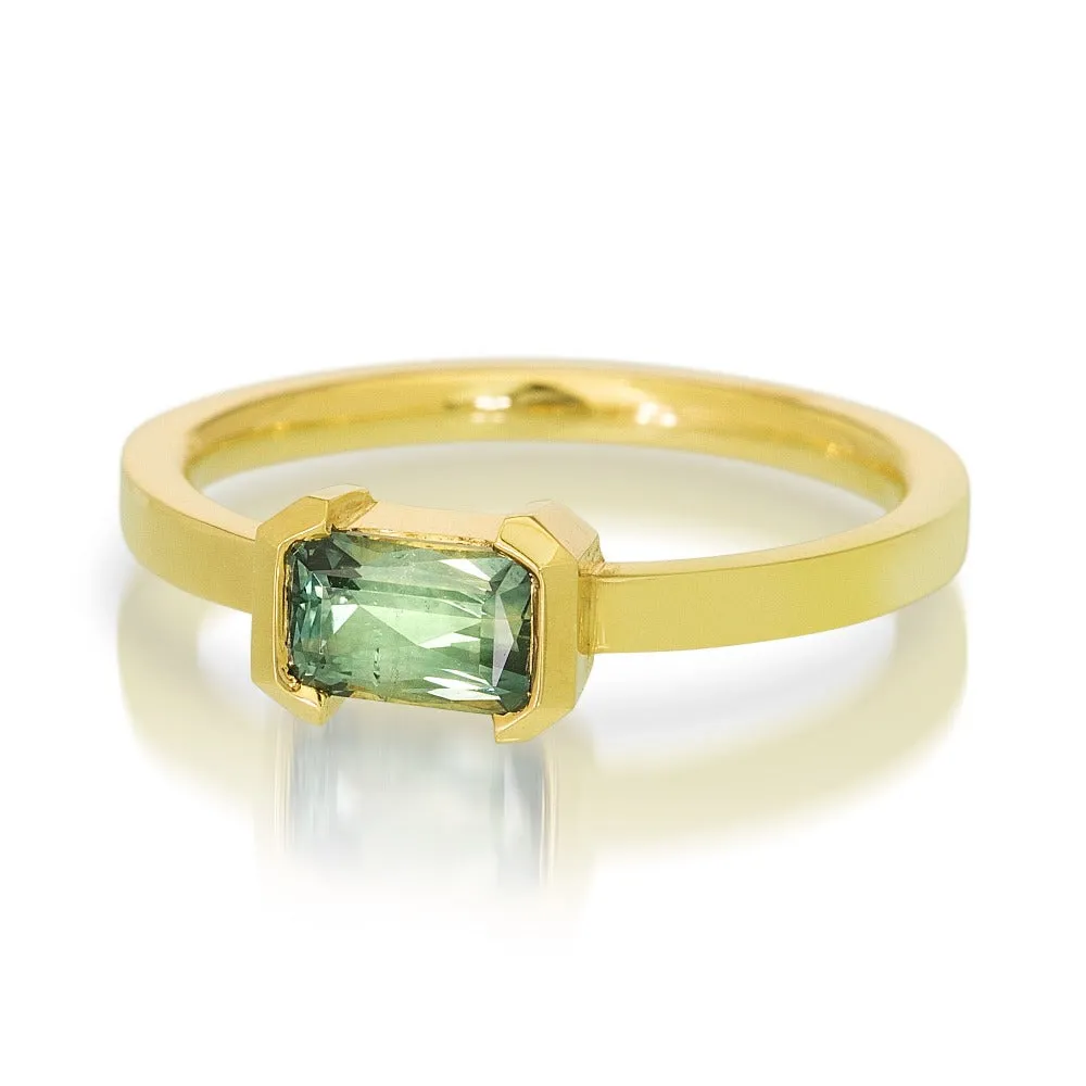 Green Montana Sapphire Shear Cut Ring