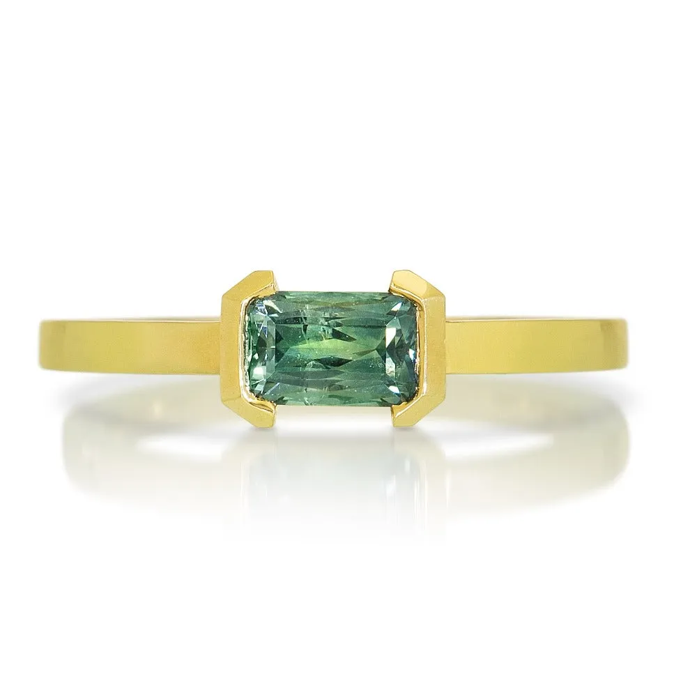 Green Montana Sapphire Shear Cut Ring