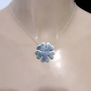 Hadar Designers Handmade Unique Modern Floral Sterling Silver Pendant (H) Last