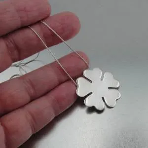 Hadar Designers Handmade Unique Modern Floral Sterling Silver Pendant (H) Last