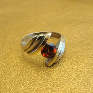 Hadar Designers Red Zircon Ring Solitaire 925 Sterling Silver size 7.5 () LAST