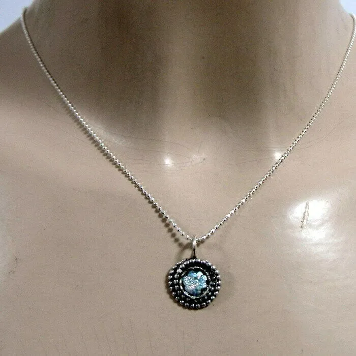 Hadar Designers Roman Glass Pendant Handmade 925 Sterling Silver (as 508518)