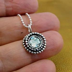 Hadar Designers Roman Glass Pendant Handmade 925 Sterling Silver (as 508518)