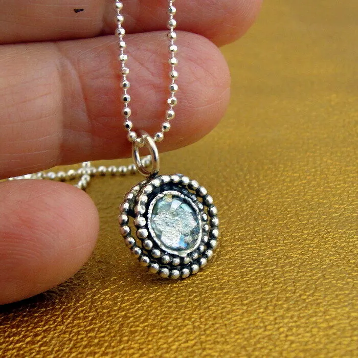 Hadar Designers Roman Glass Pendant Handmade 925 Sterling Silver (as 508518)