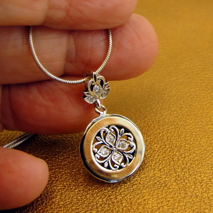 Hadar Designers White Zircon Pendant 9k Yellow Gold Sterling Silver (MS 1260)y