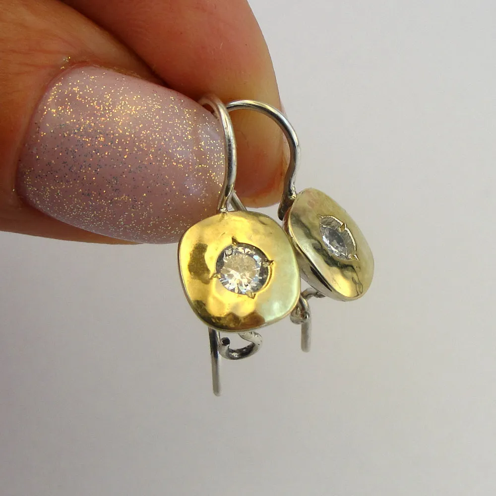 Hadar Designers White Zircon Ring 9k Yellow Gold Sterling Silver 5,6,7,8,9 (MS)