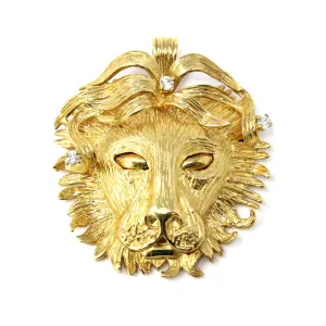 Handmade 18k Yellow Gold and Diamond Brooch