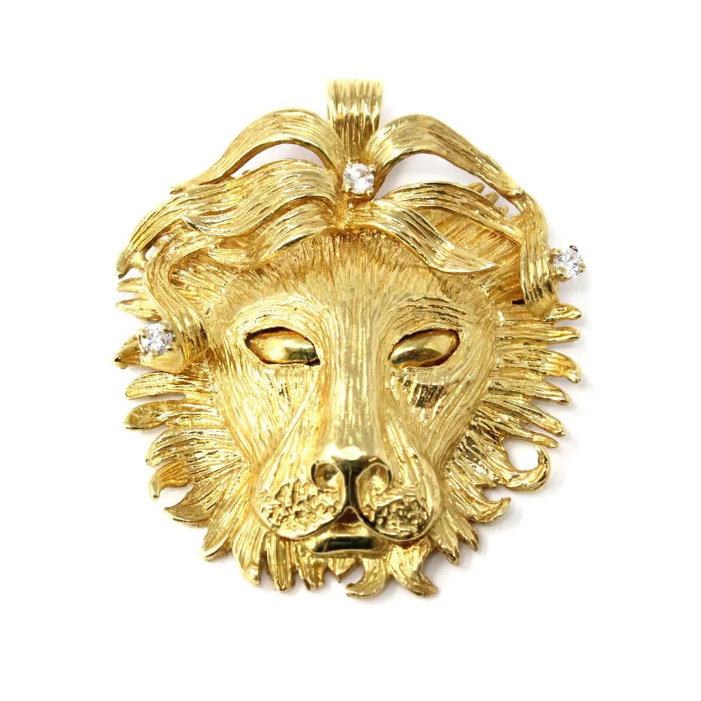 Handmade 18k Yellow Gold and Diamond Brooch