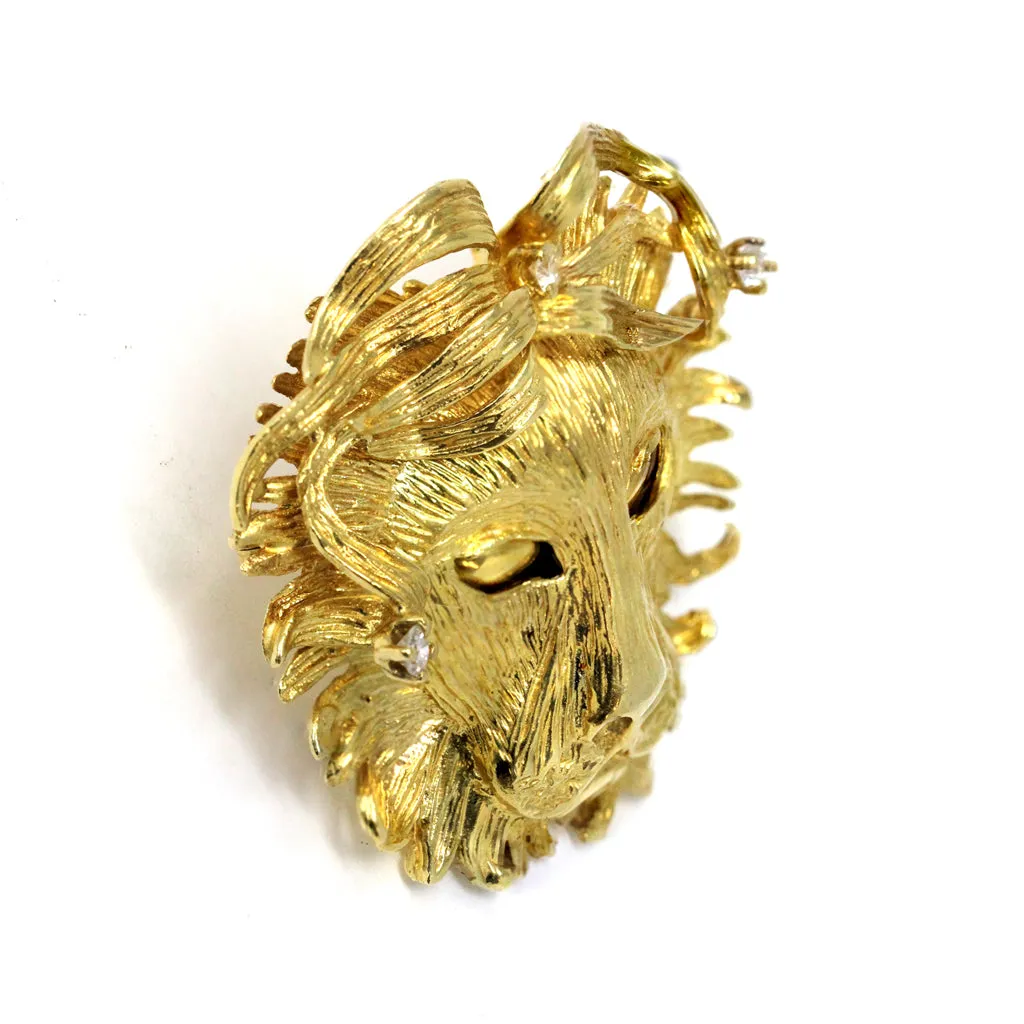 Handmade 18k Yellow Gold and Diamond Brooch