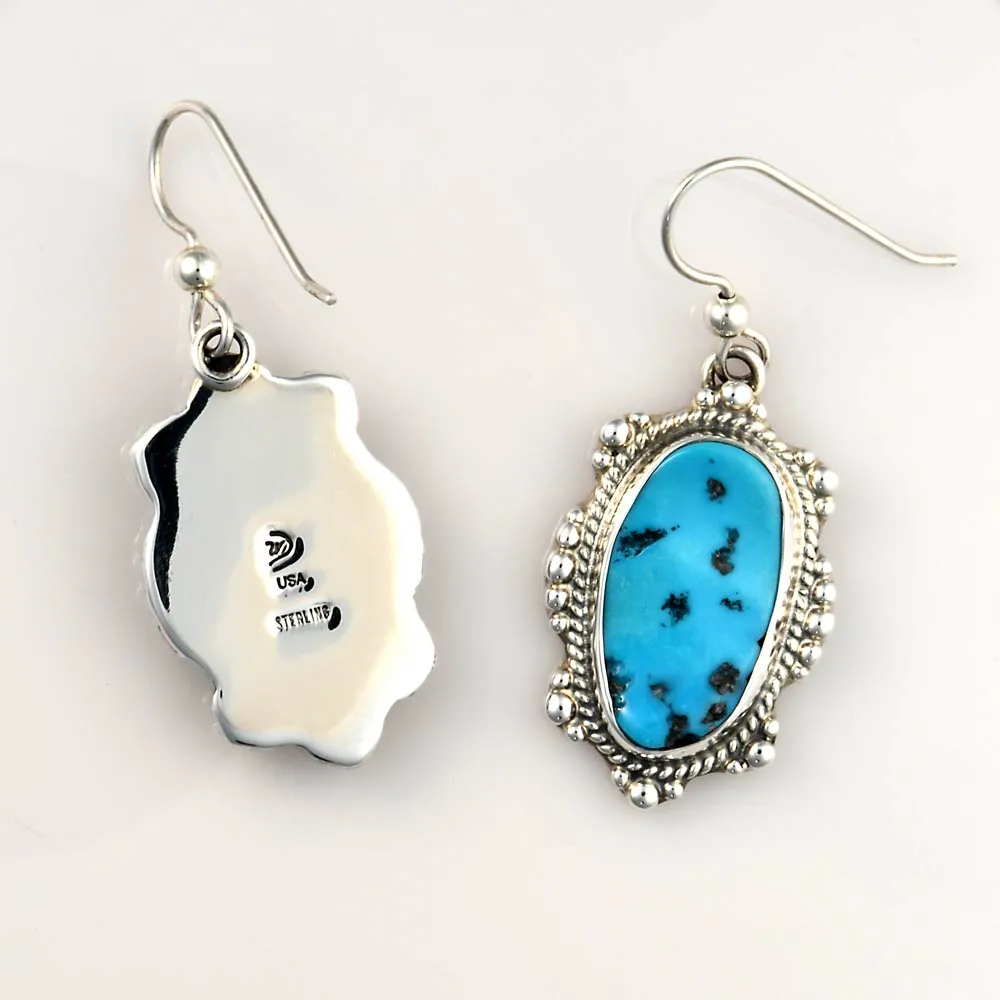 Handmade Sterling Silver Kingman Turquoise Dangle Earrings