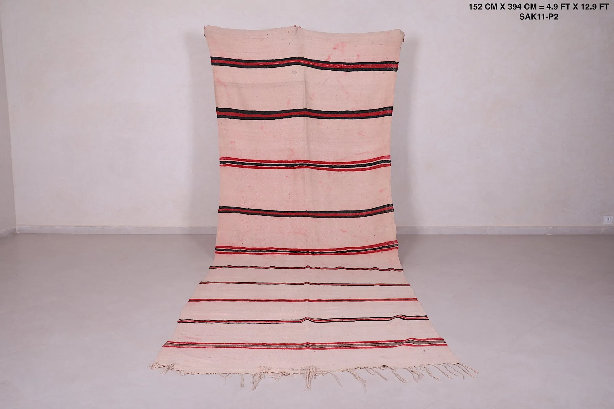Handwoven Kilim 4.9 x 12.9 Feet – Unique Moroccan Area Rug