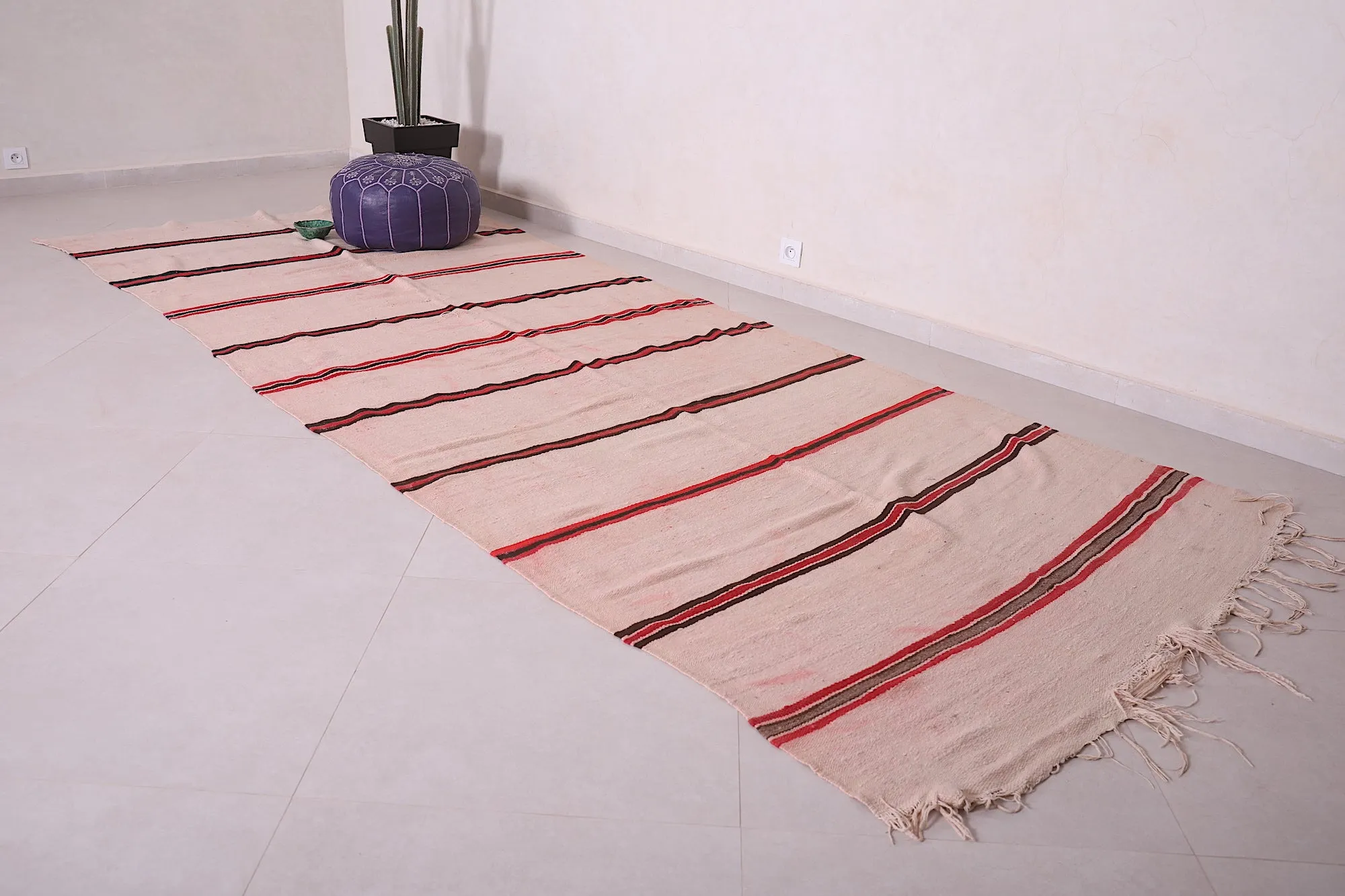 Handwoven Kilim 4.9 x 12.9 Feet – Unique Moroccan Area Rug