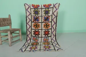 Handwoven Small Moroccan Rug 2.2 x 4.2 FT - Vibrant Artistic Design