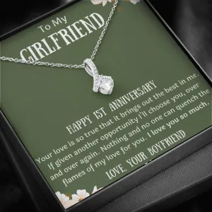 Happy 1st Anniversary To My Girlfriend from Boyfriend Ribbon Necklace
