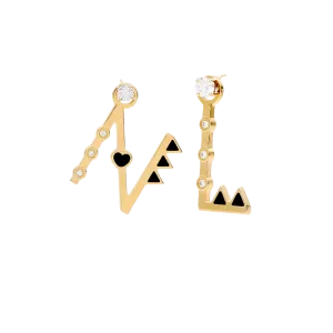 Heart On Lock Initial With Diamond Stud- Gold Vermeil