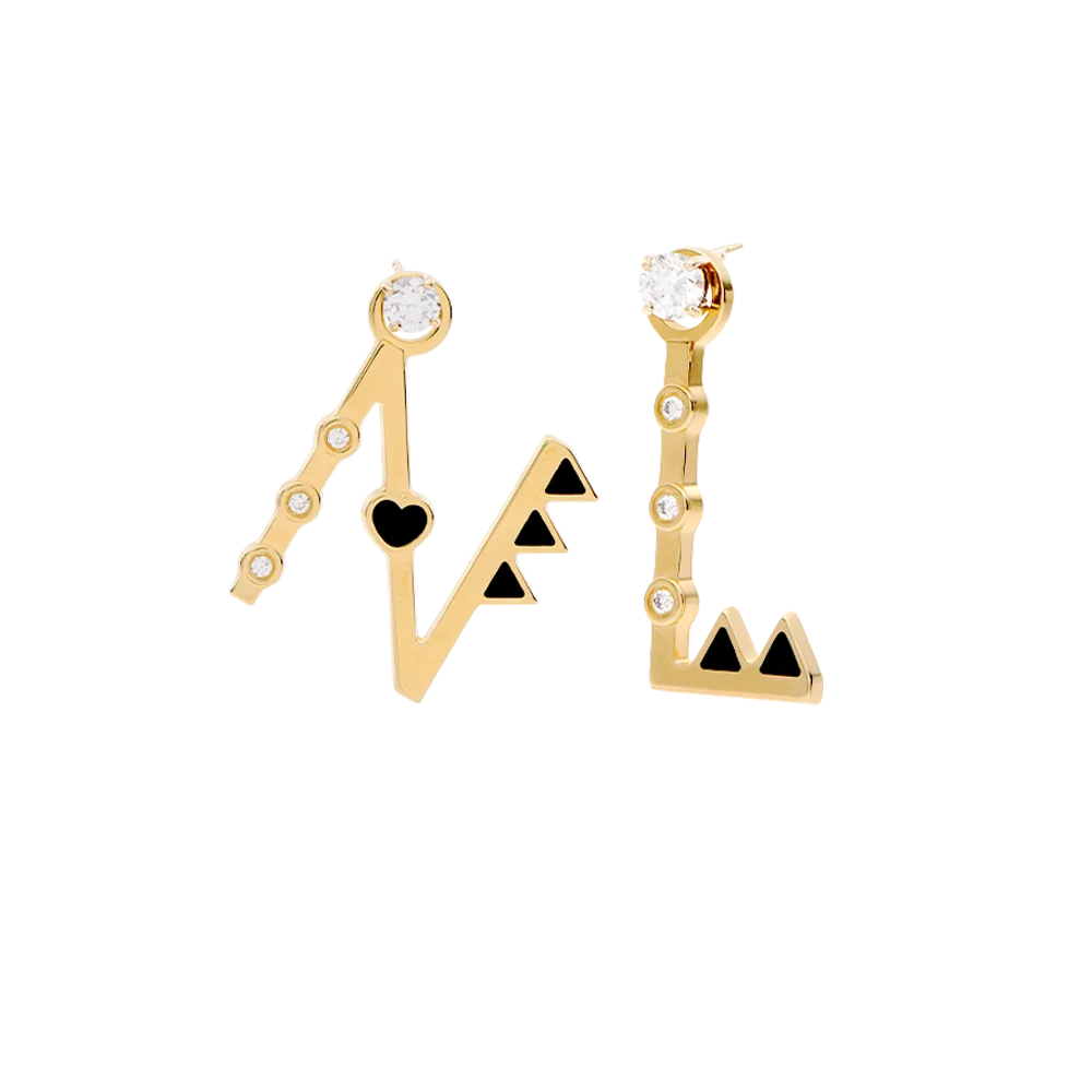 Heart On Lock Initial With Diamond Stud- Gold Vermeil