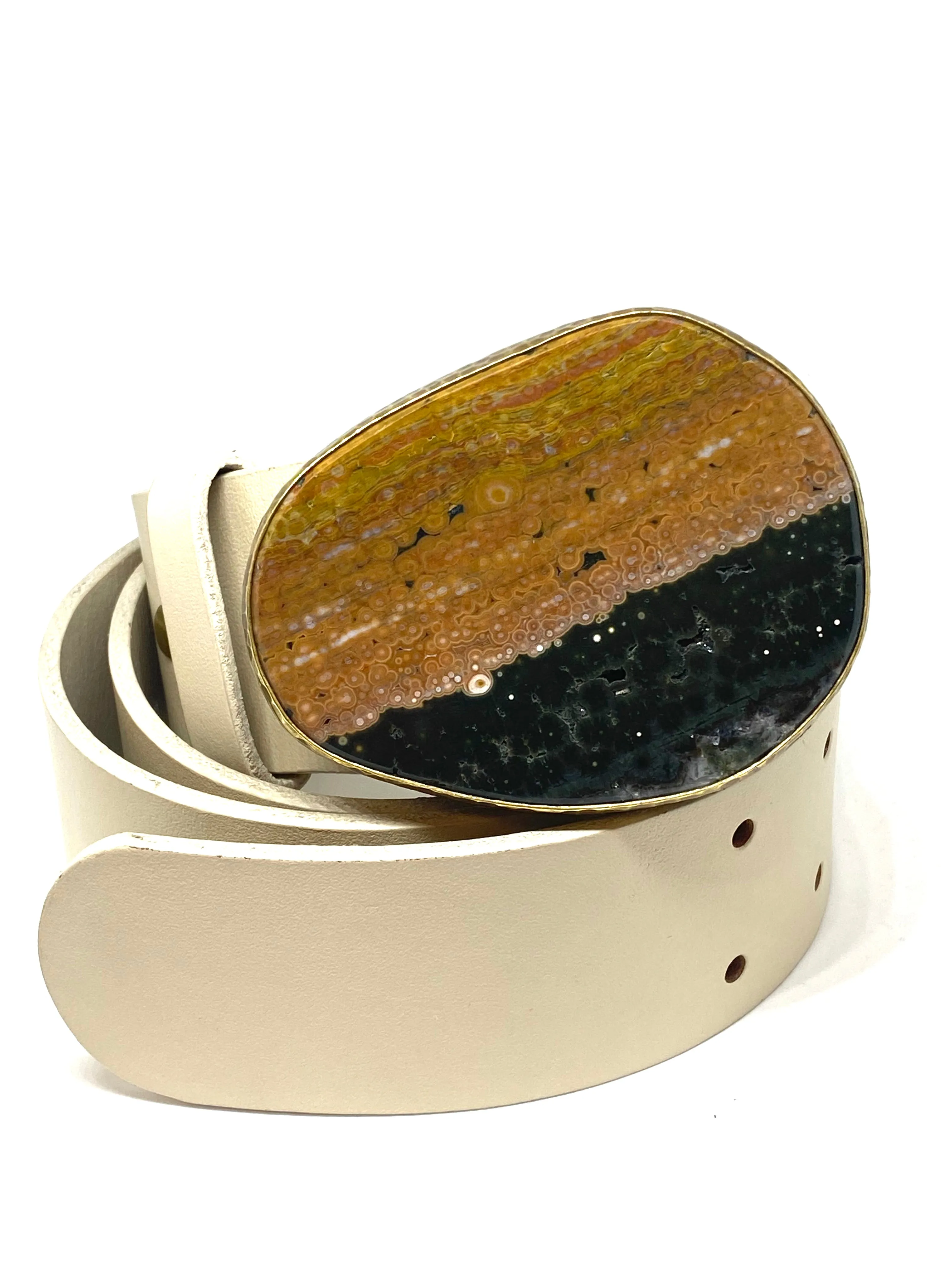 Heather Benjamin Two-tone Ocean Jasper Belt Buckle w/ Strap