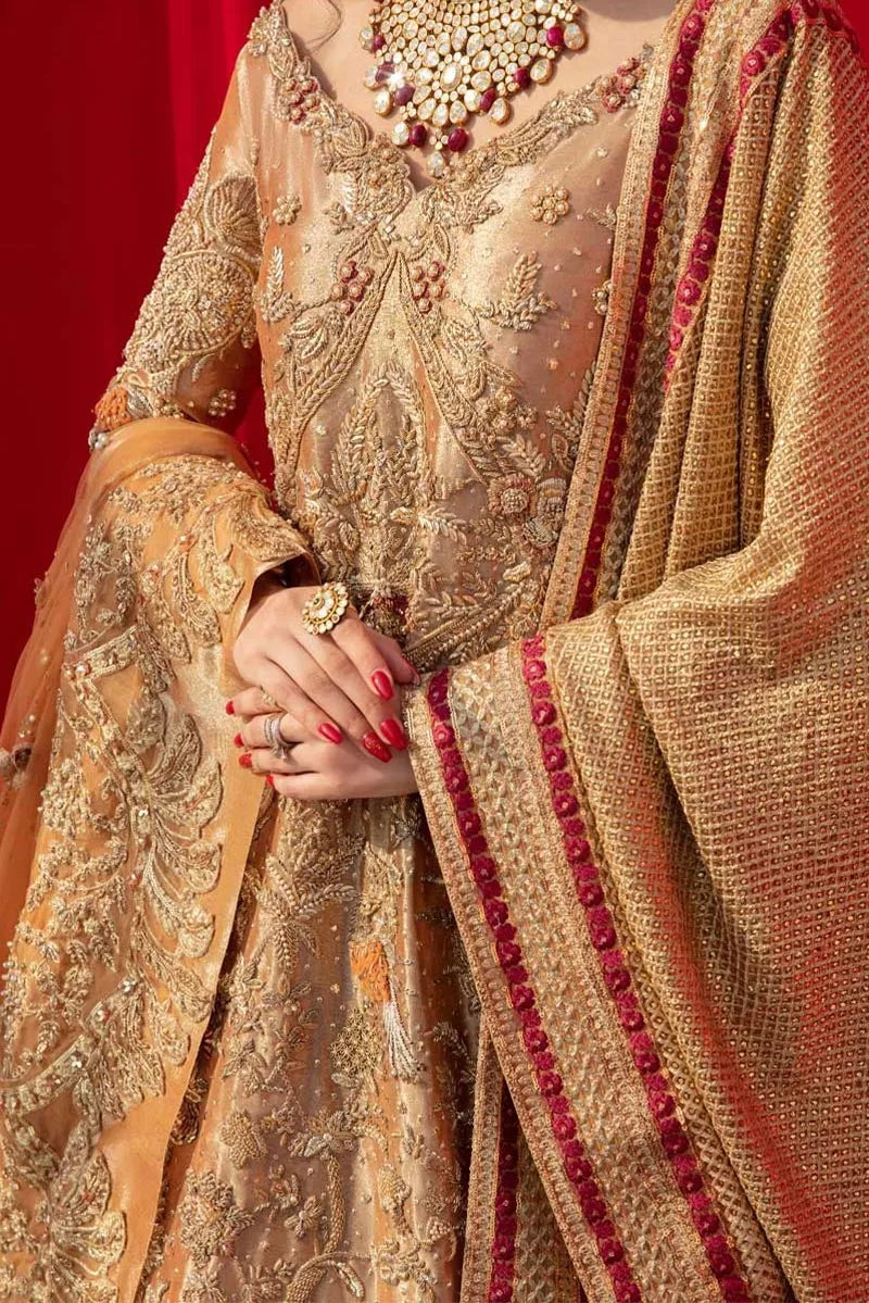 Heavy Golden Indian Bridal Wear Lehenga Shirt #BN1119