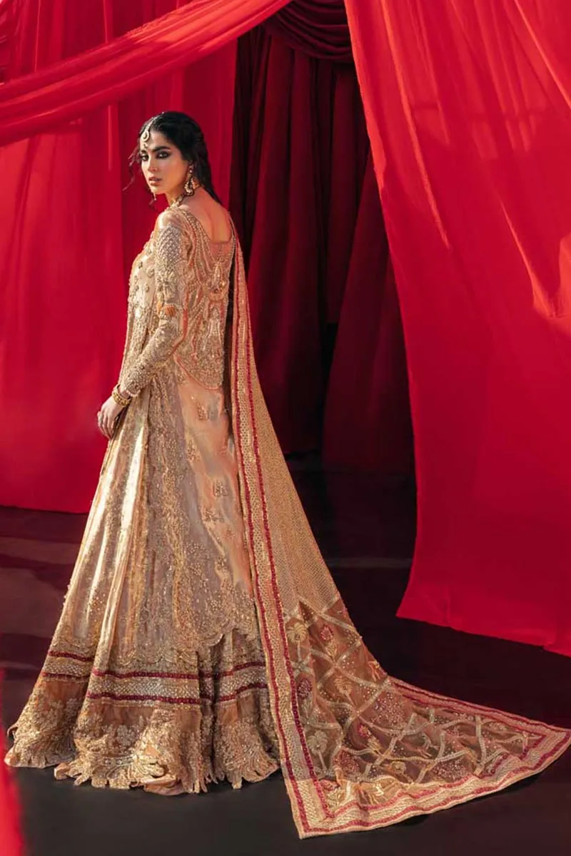 Heavy Golden Indian Bridal Wear Lehenga Shirt #BN1119