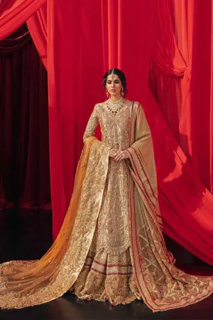 Heavy Golden Indian Bridal Wear Lehenga Shirt #BN1119