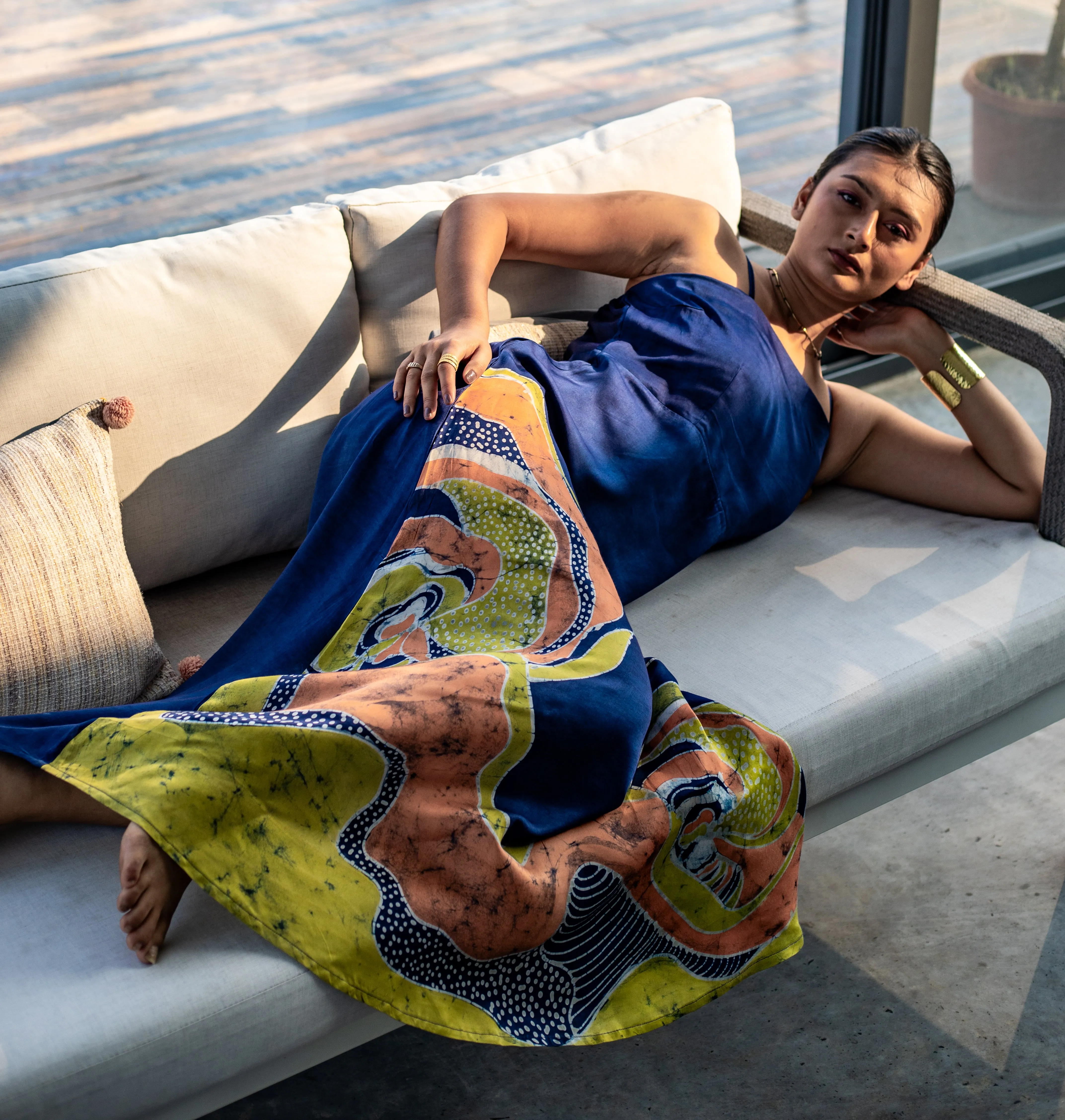 Indigo Fields Spaghetti Dress