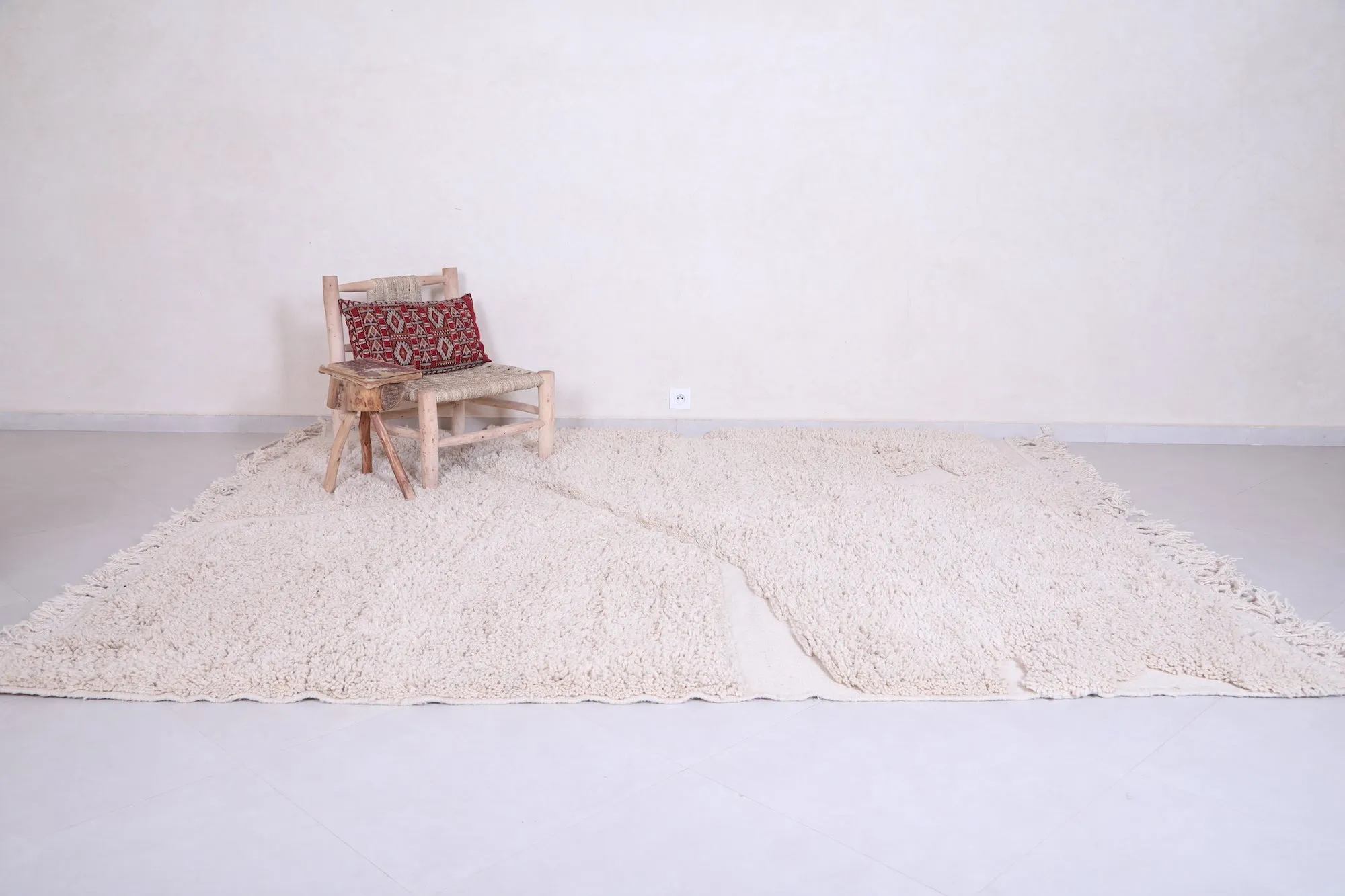Ivory Beni Ourain - Rug All Wool - Handmade Moroccan Rug - Custom Rug