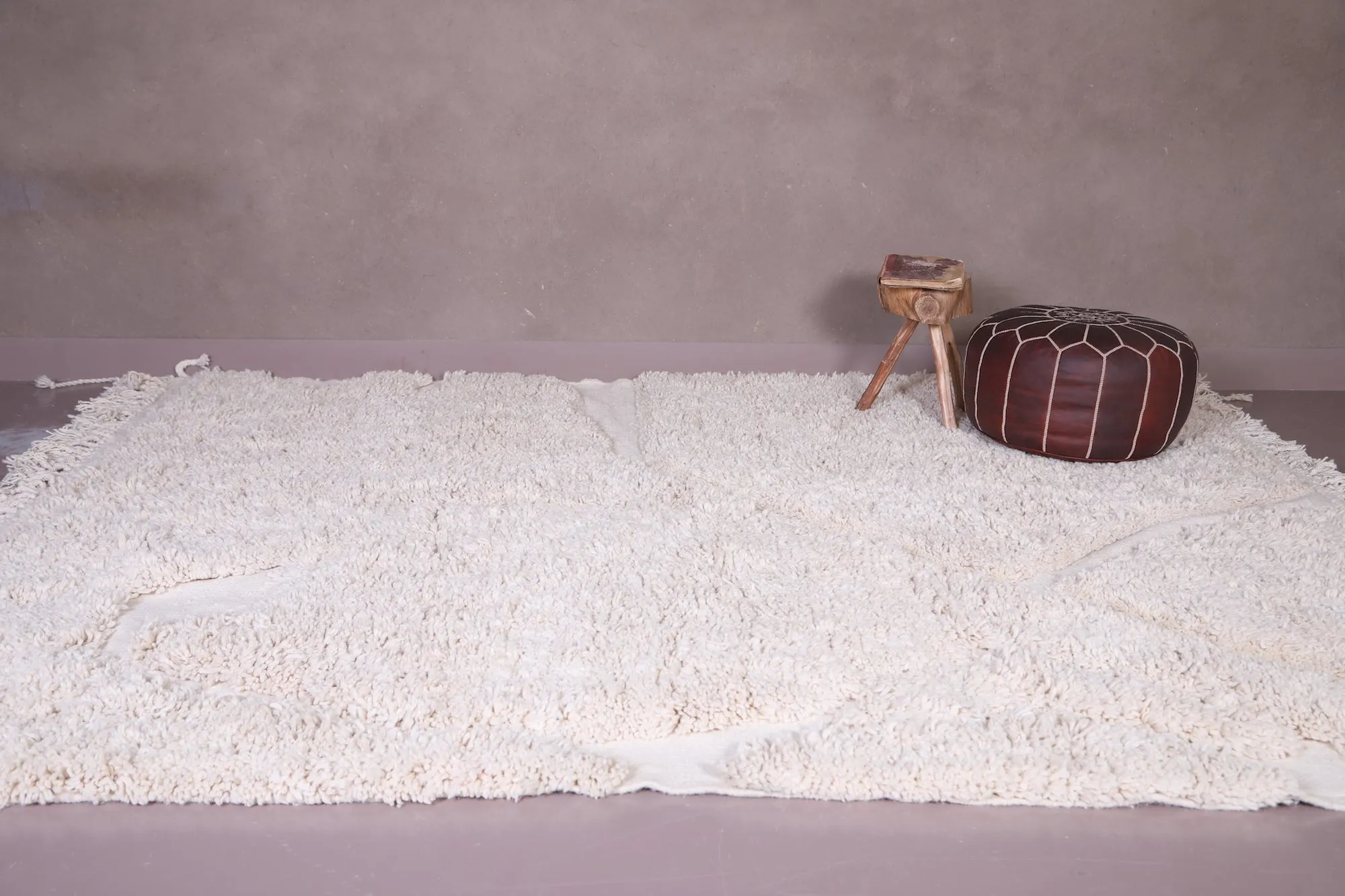 Ivory Beni Ourain - Rug All Wool - Handmade Moroccan Rug - Custom Rug
