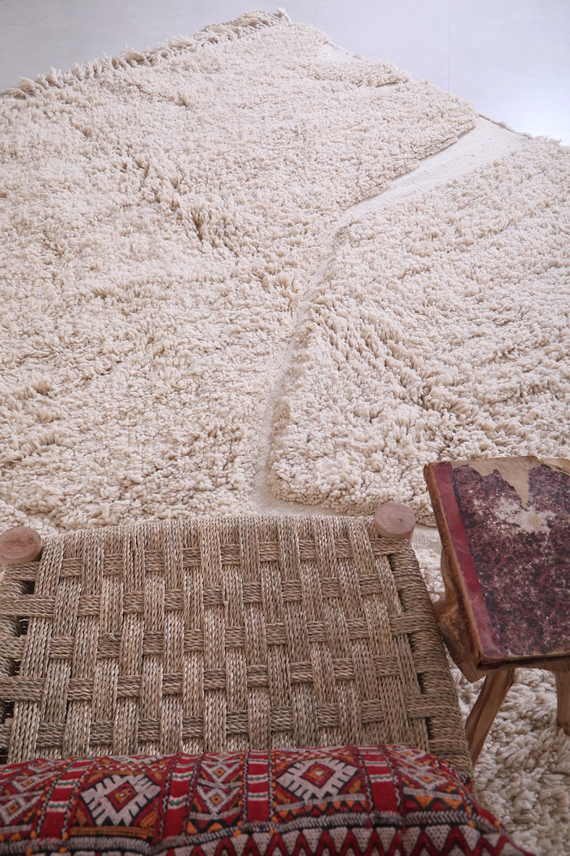 Ivory Beni Ourain - Rug All Wool - Handmade Moroccan Rug - Custom Rug