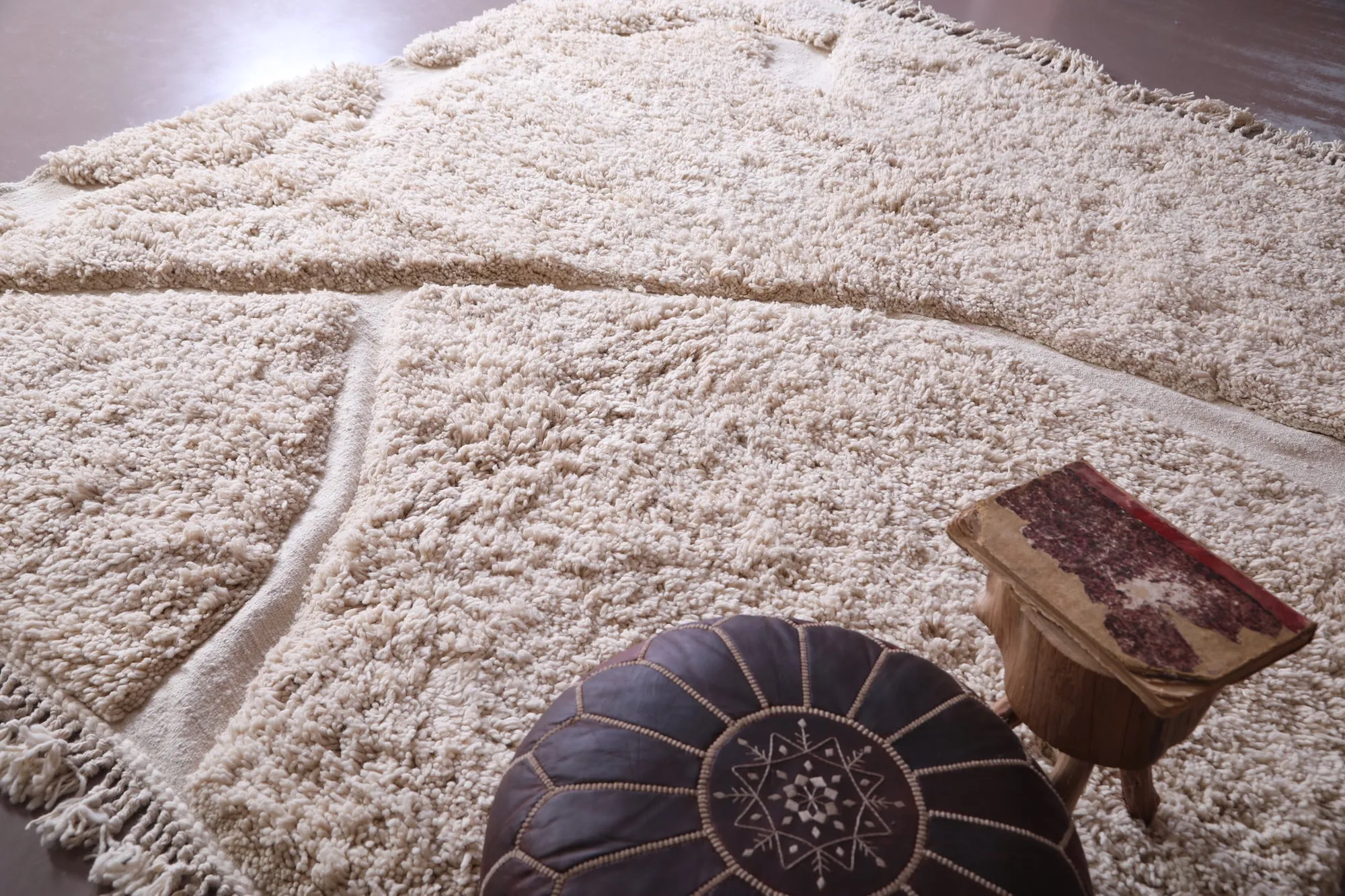 Ivory Beni Ourain - Rug All Wool - Handmade Moroccan Rug - Custom Rug