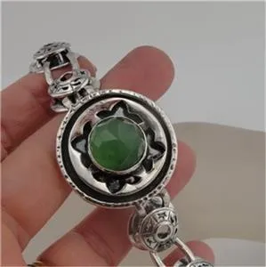 Jade Bracelet 925 Sterling Silver New Great Handmade Hadar Designers  (H ) SALE