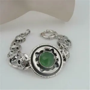 Jade Bracelet 925 Sterling Silver New Great Handmade Hadar Designers  (H ) SALE