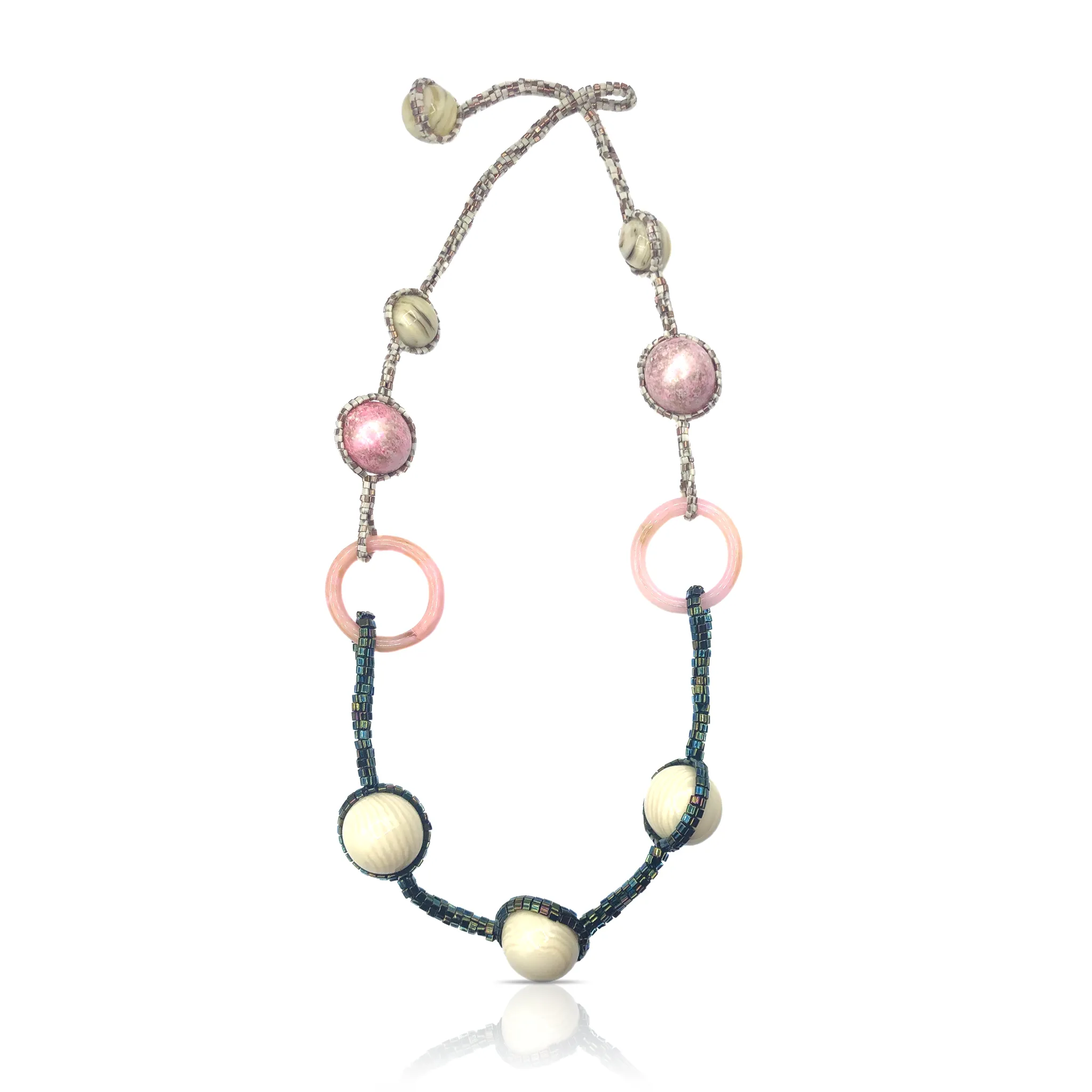 Japanese and Vintage Beads Big Orbits Collar Necklace