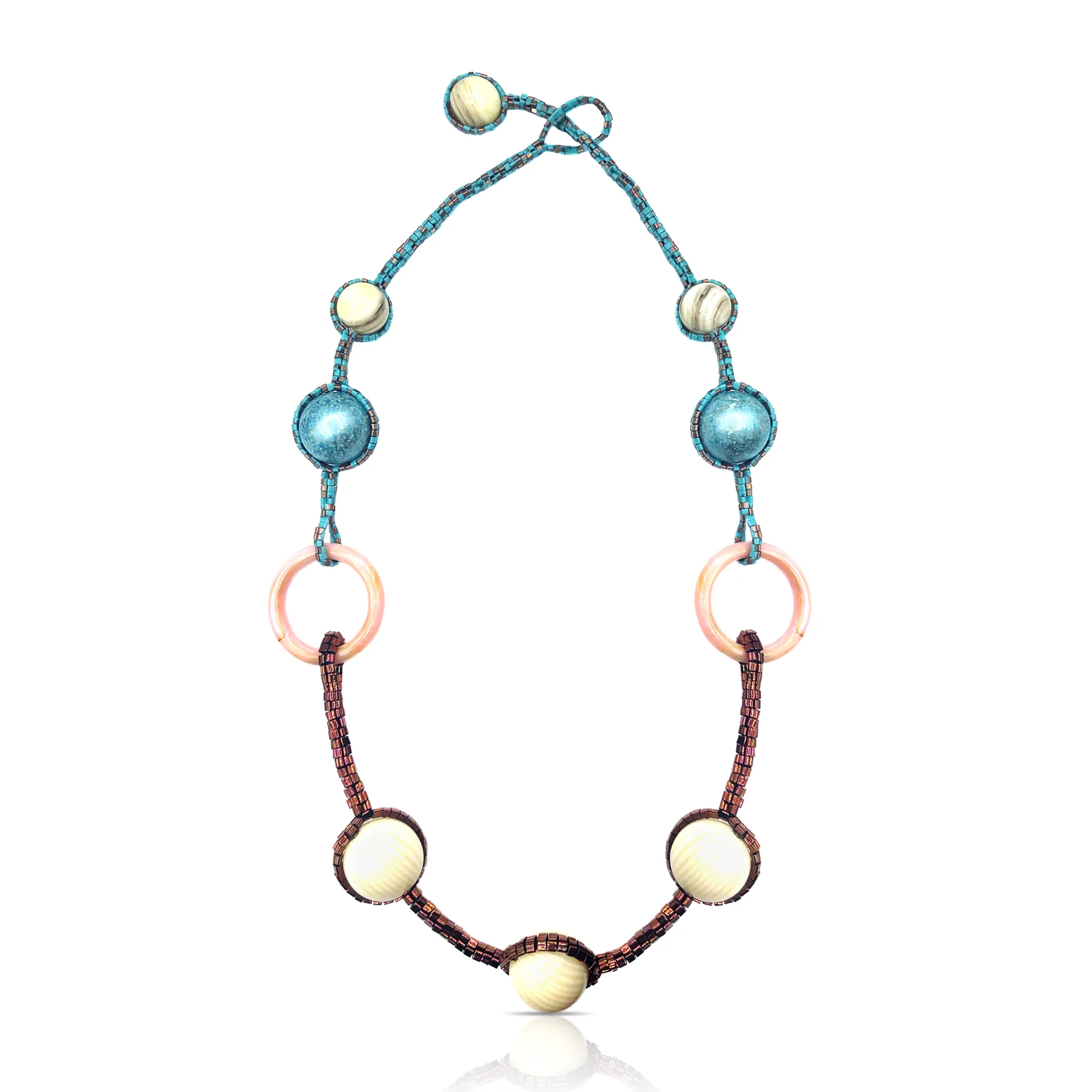 Japanese and Vintage Beads Big Orbits Collar Necklace