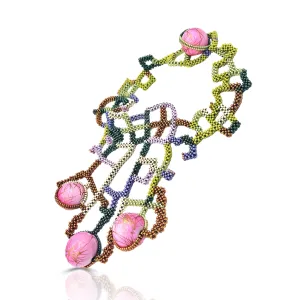 Japanese and Vintage Beads Wiener Werkstatte Collar Necklace