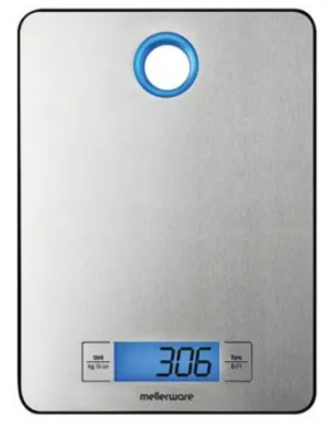 Kitchen Scale Battery Operated LCD Display Stainless Steel Brushed 5kg 4.5V "Saxony"