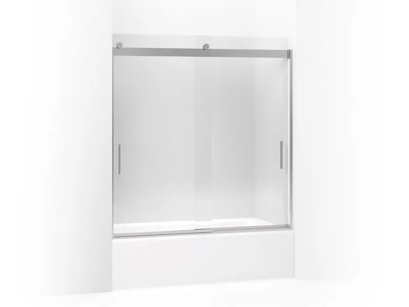 KOHLER K-706163-L Levity Sliding bath door, 62" H x 56-5/8 - 59-5/8" W, with 5/16" thick Crystal Clear glass