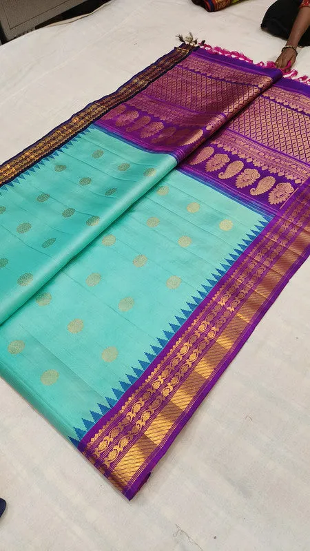 Kuttu Ganga Jamuna Border Gadwal Pure Silk Saree