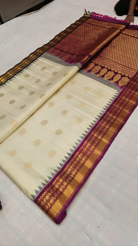 Kuttu Ganga Jamuna Border Gadwal Pure Silk Saree