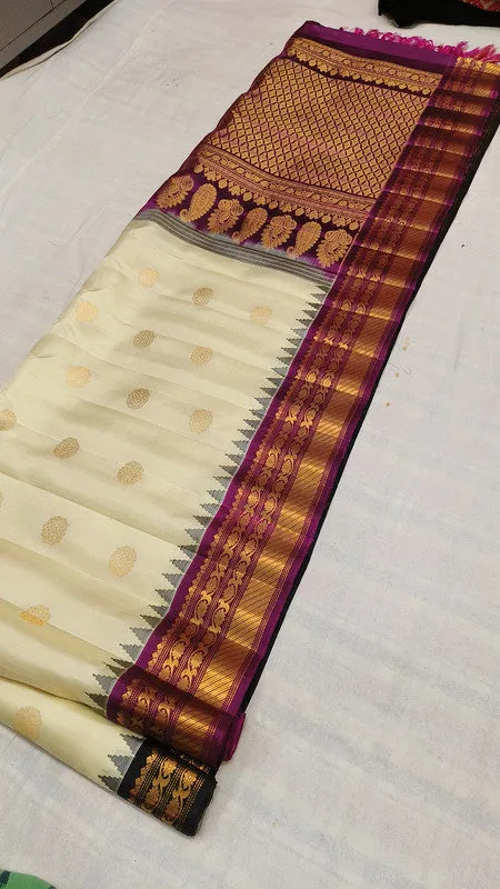 Kuttu Ganga Jamuna Border Gadwal Pure Silk Saree