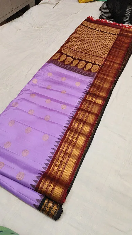 Kuttu Ganga Jamuna Border Gadwal Pure Silk Saree