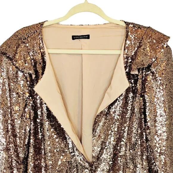 Lane Bryant All Over Sequined Jacket Size 30/32 Rose Gold / Copper - NO SIZE TAG