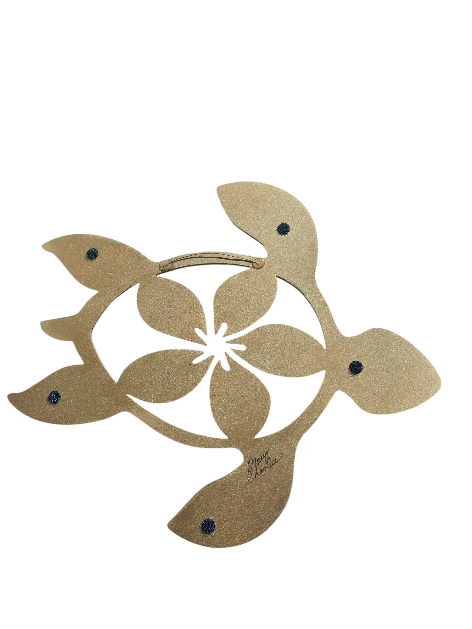Large Coastal Polynesian Flower Sea Turtle Wall Decor