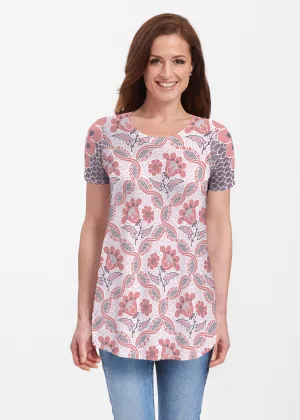 Lattice Floral (7959) ~ Short Sleeve Butterknit tunic