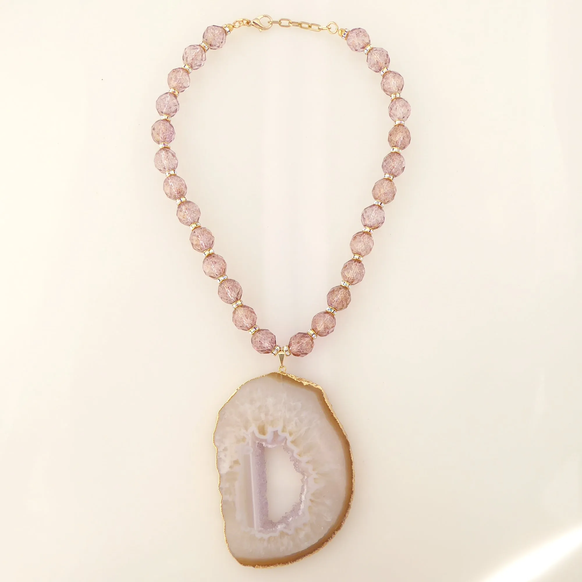 Lavender druzy agate necklace