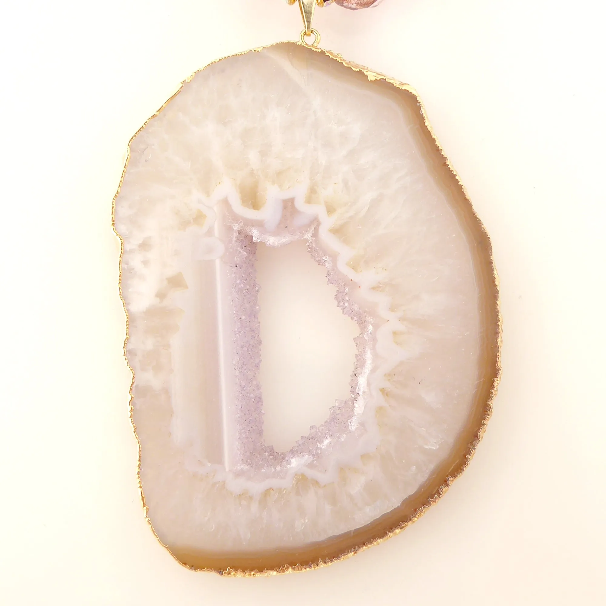Lavender druzy agate necklace