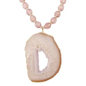 Lavender druzy agate necklace