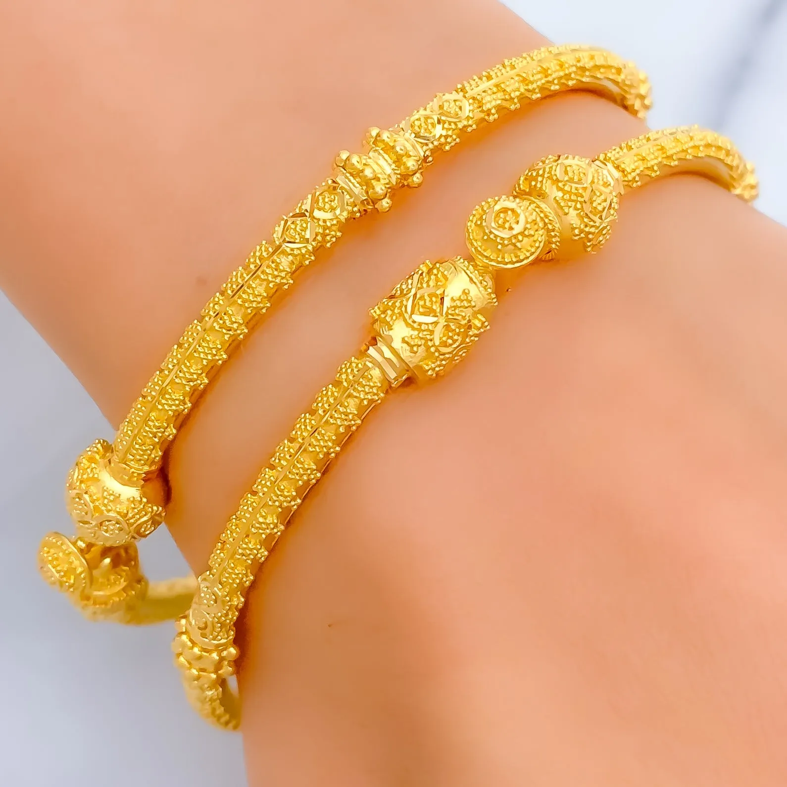 Lavish Beadwork 22k Gold Pipe Bangles