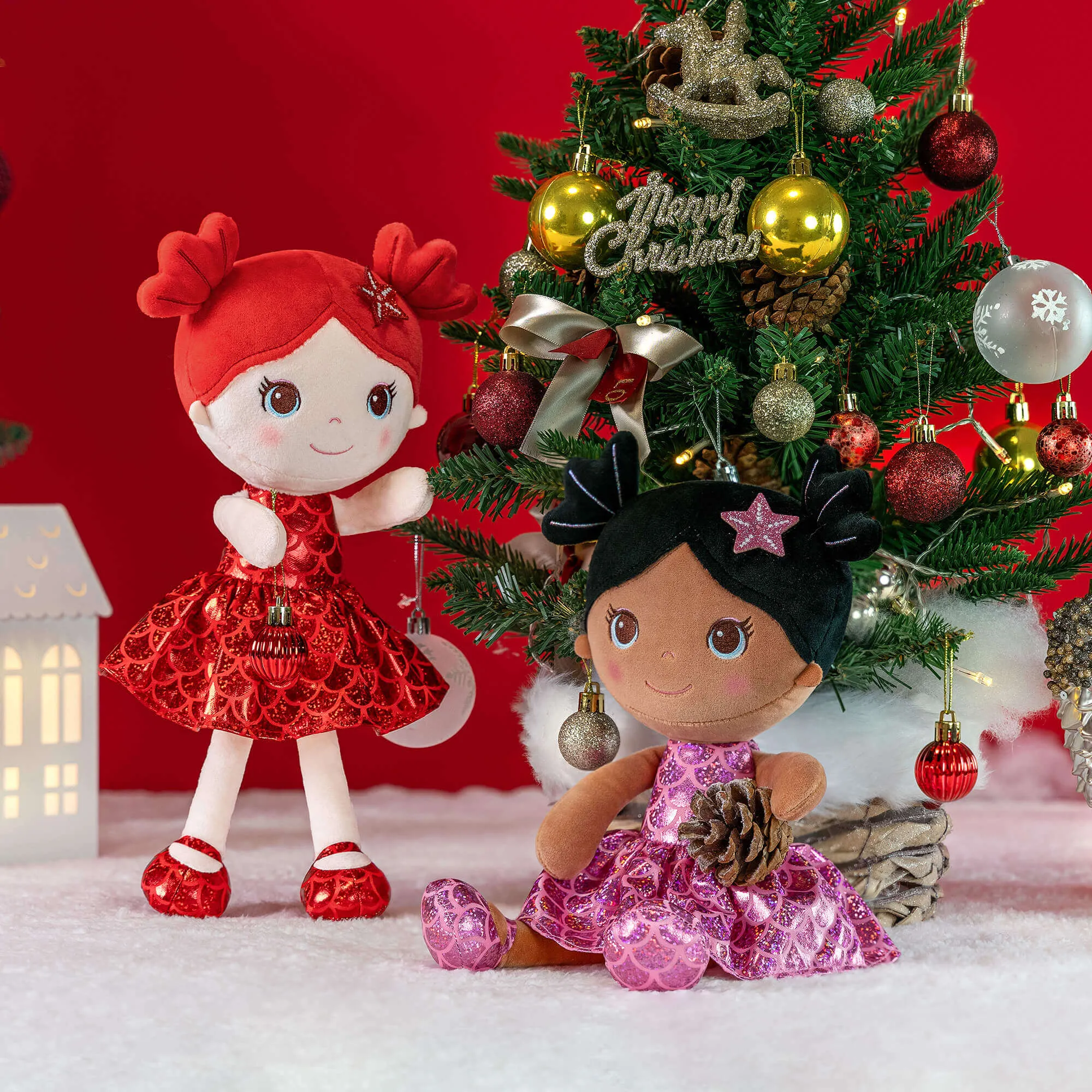 Lazadagifts 12-inch Personalized Plush Dolls Fashion Girls Mermaid Princess Red